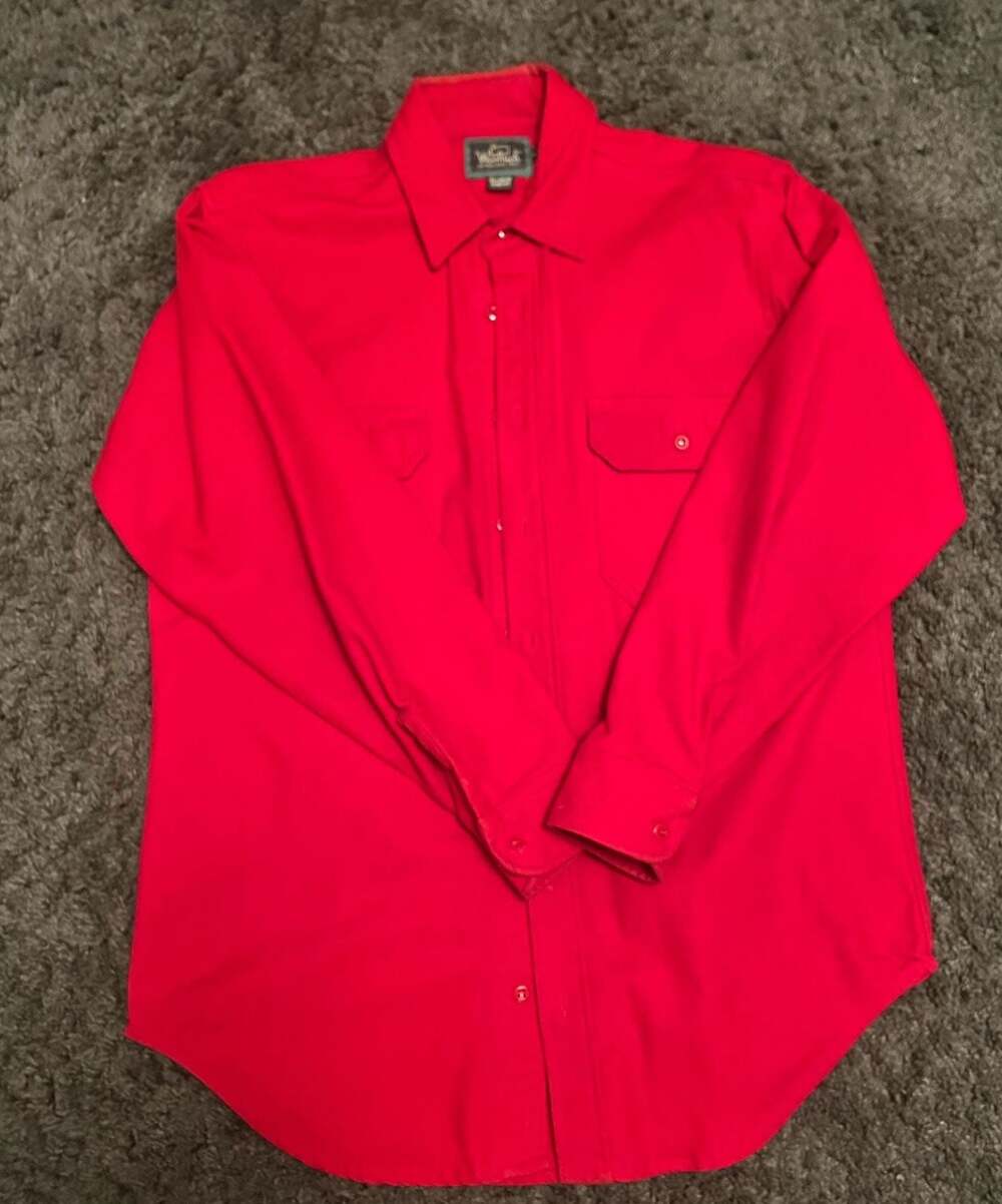 Woolrich Men's Red Long Sleeve Button Down Shirt Size M G8
